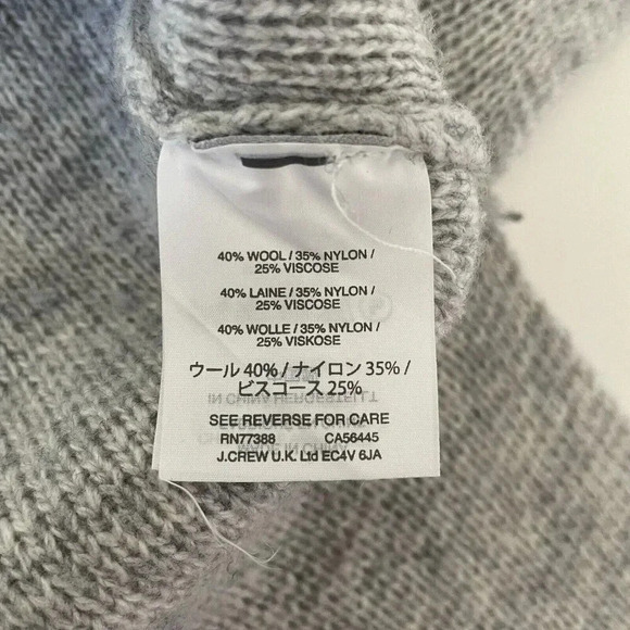 J.Crew Women’s S Wool Blend Quarter Snap Sweater Heather Gray Pockets Oversized - Picture 9 of 13